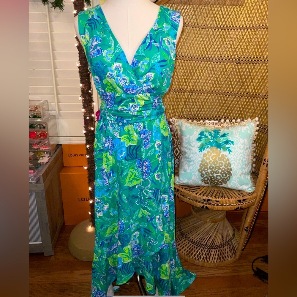 Lilly Pulitzer NWT Moana Maxi Dress In A Flutter Size L - Picture 2 of 9